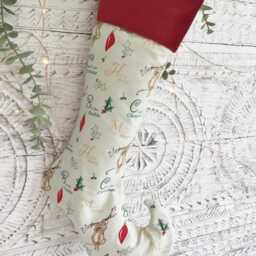 Luxury Christmas Stocking Handmade Festive Mice & Baubles Elf Toe Stocking, Fabric Decor - thumbnail 2