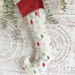 Luxury Christmas Stocking Handmade Festive Mice & Baubles Elf Toe Stocking, Fabric Decor - thumbnail 4