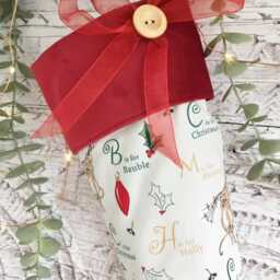 Luxury Christmas Stocking Handmade Festive Mice & Baubles Elf Toe Stocking, Fabric Decor - thumbnail 3