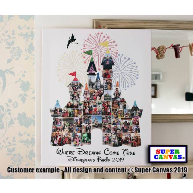 Disneyland Paris Florida Castle Shape Personalised Custom Photo Picture Collage Framed Print & Canvas Options Birthday Gift Present - image 1