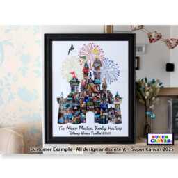 Disneyland Paris Florida Castle Shape Personalised Custom Photo Picture Collage Framed Print & Canvas Options Birthday Gift Present - thumbnail 2