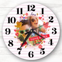 Love Elements Circle Photo Valentine's Day Gift Anniversary Personalised Clock - thumbnail 1