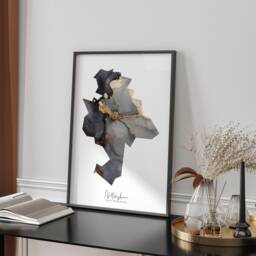 Nottingham Map Black & Gold Wall Art Print - East Midlands England United Kingdom Great Britain - thumbnail 1
