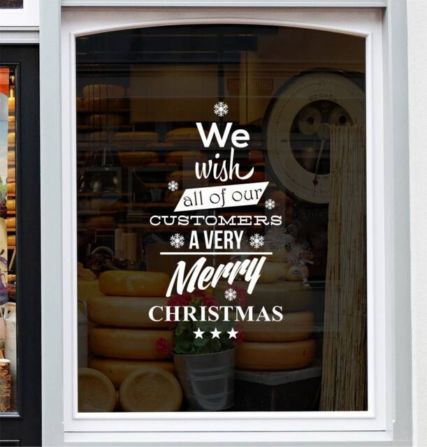 We Wish All Of Our Customers A Very Merry Christmas Shop Window Sticker Xmas Retail Store Decoration Decal - image 1