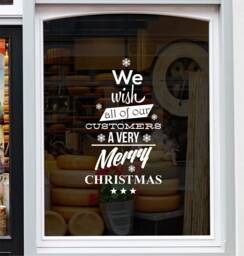We Wish All Of Our Customers A Very Merry Christmas Shop Window Sticker Xmas Retail Store Decoration Decal - thumbnail 1