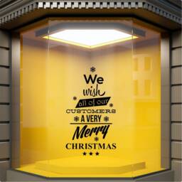 We Wish All Of Our Customers A Very Merry Christmas Shop Window Sticker Xmas Retail Store Decoration Decal - thumbnail 2