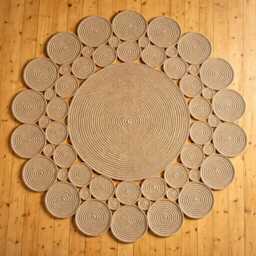 Round Jute Rug - Medium Handmade Crocheted Boho Natural Fiber Living Room & Bedroom Custom Size - thumbnail 2