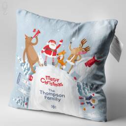 Personalised Christmas Velvet Cushion Cover Family Name Pillow - thumbnail 2