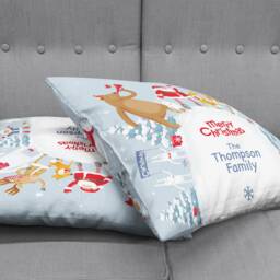 Personalised Christmas Velvet Cushion Cover Family Name Pillow - thumbnail 3