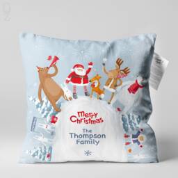Personalised Christmas Velvet Cushion Cover Family Name Pillow - thumbnail 1