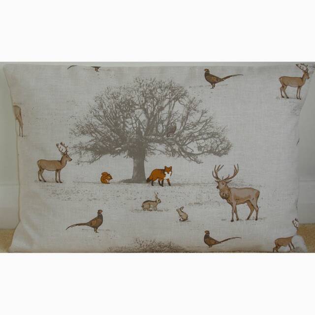 Cushion Cover Deer Stag Fox Owl Rabbit Squirrel Pillow Sham Autumn Tree Wildlife 12x16 12x20 20x26 Bolster Case Slip Pillowcase - image 1