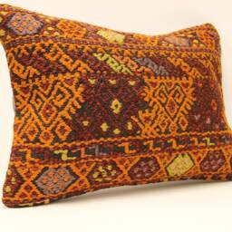 Throw Lumbar Kilim Pillow 14x20 in - 35x50 cm Boho Pillowcover Kilim Cushion Cover Tribal Pillow 4Bef-476 - thumbnail 2