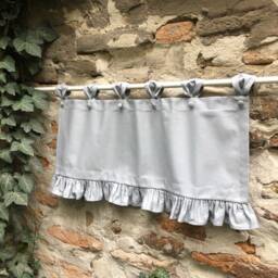 Gray Valance Modern Farmhouse Ruffled Curtains Cottage Tab Top Valances Simple French Country Window Treatment Custom Size Kitchen Curtain - thumbnail 2