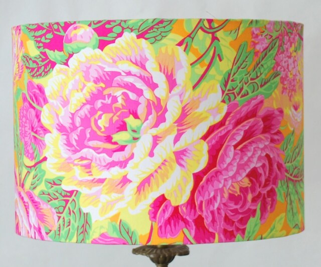 Handmade Yellow Floral Burst Lampshade Kaffe Fassett Fabric - image 1