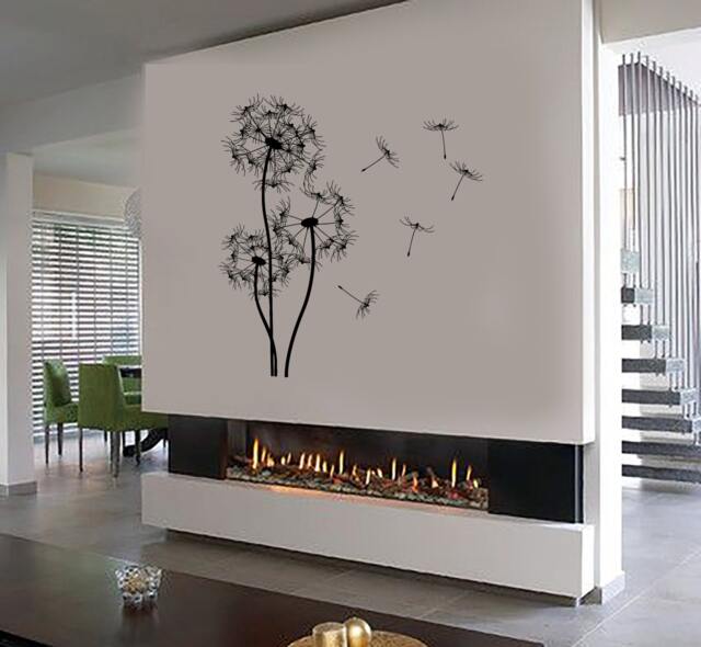 Wall Vinyl Decal Dandelions Bouquet Of Flowers Blowing Seeds Puffball Flower Ornament Modern Home Decor - #1126Di - image 1