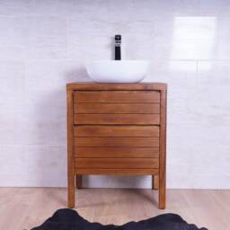 Handmade Traditional Pine Bathroom Vanity Unit - Double Drawer Cabinet, Victorian Walnut Finish - thumbnail 2
