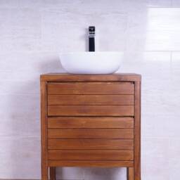 Handmade Traditional Pine Bathroom Vanity Unit - Double Drawer Cabinet, Victorian Walnut Finish - thumbnail 4