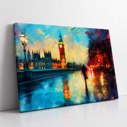 London Bridge Abstract Oil Painting Paint Colourful UK Big Ben Wall Art Framed Canvas Poster Print Home/Office Room Decor Gifts - thumbnail 2