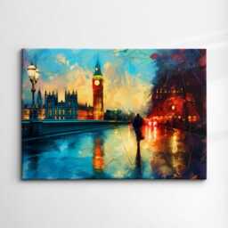 London Bridge Abstract Oil Painting Paint Colourful UK Big Ben Wall Art Framed Canvas Poster Print Home/Office Room Decor Gifts - thumbnail 3