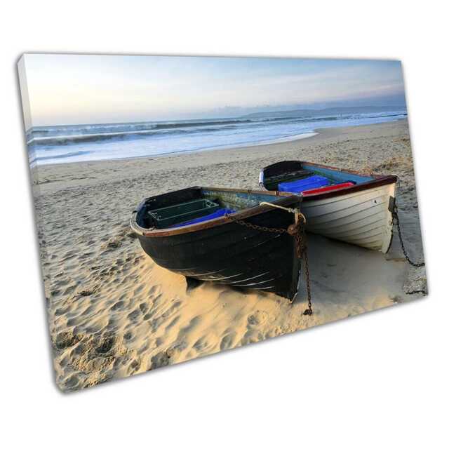 Coastal Fishing Boats Seascape Canvas Print - Nautical Wall Art For Home & Office Decor - image 1