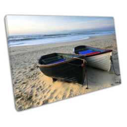 Coastal Fishing Boats Seascape Canvas Print - Nautical Wall Art For Home & Office Decor - thumbnail 1