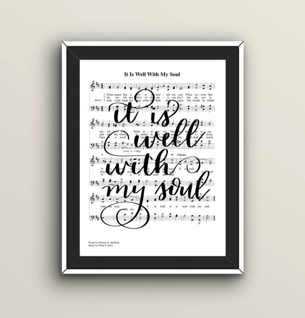 Hymn Wall Art With It Is Well With My Soul Sheet Music - image 1