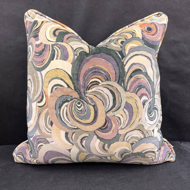 Boeme Luxury Designer Contemporary Taupe Grey Mauve Velvet Cushion Throw Pillow Cover - image 1