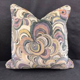 Boeme Luxury Designer Contemporary Taupe Grey Mauve Velvet Cushion Throw Pillow Cover - thumbnail 1