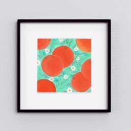 Orange Acrylic Painting Citrus Splash Kitchen Wall Art - 8x8 In - thumbnail 2