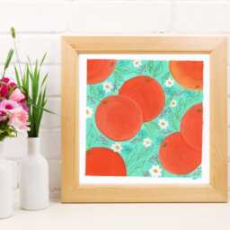 Orange Acrylic Painting Citrus Splash Kitchen Wall Art - 8x8 In - thumbnail 1