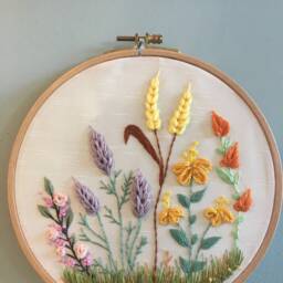 Floral Embroidered Wall Decor Handmade Botanical Art, 7.48 - thumbnail 2