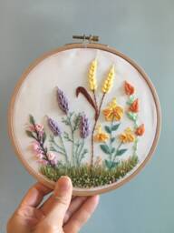 Floral Embroidered Wall Decor Handmade Botanical Art, 7.48 - thumbnail 1