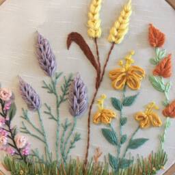 Floral Embroidered Wall Decor Handmade Botanical Art, 7.48 - thumbnail 3