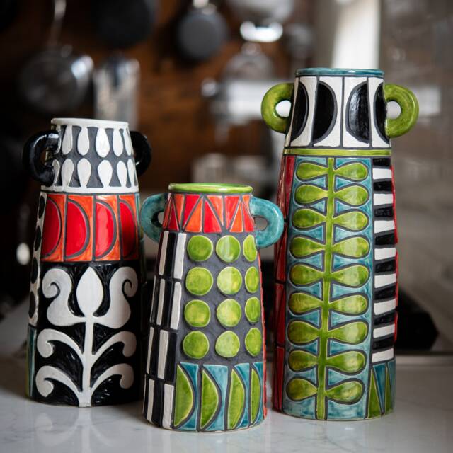 Handmade Vase For Tall Flowers - One - Choose From 3 Ceramic Made To Order Kantha - image 1