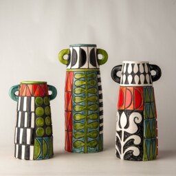 Handmade Vase For Tall Flowers - One - Choose From 3 Ceramic Made To Order Kantha - thumbnail 2