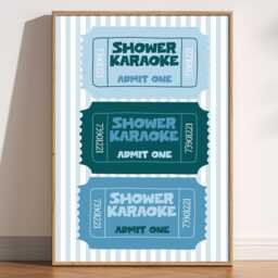 Shower Karaoke Ticket Print Funny Bathroom Satin Poster - thumbnail 1