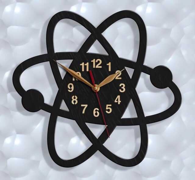 Wall Clock Atom 12-18Inch Lab Life, Science, Scientist Gift Large, Natural History Classroom Decor - image 1