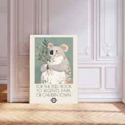 London Zoo Art Print, Vintage Advertising Koala, Koala Art Print Wall Decor, Art, Kids Print - thumbnail 1