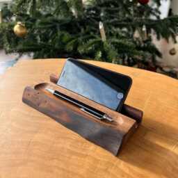 Personalized Wooden Desk Organizer With Smartphone & Tablet Holders - Perfect Gift Colleague Engraving Option Phone Stand, Pen Holder - thumbnail 3
