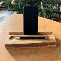 Personalized Wooden Desk Organizer With Smartphone & Tablet Holders - Perfect Gift Colleague Engraving Option Phone Stand, Pen Holder - thumbnail 2