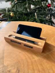 Personalized Wooden Desk Organizer With Smartphone & Tablet Holders - Perfect Gift Colleague Engraving Option Phone Stand, Pen Holder - thumbnail 1