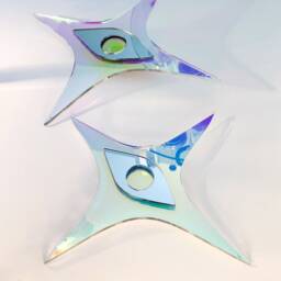 Sparkle Eye Reflector Set - Of 2 Mirrors Wavy Acrylic Mirror Wiggly Amorphic Retro Object - thumbnail 3
