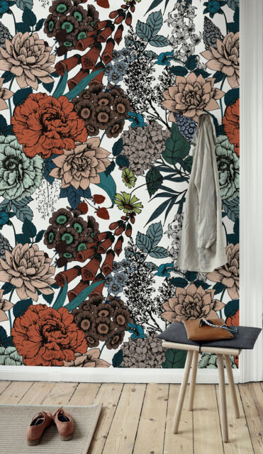 Classic Roses Removable Wallpaper, Traditional, Watercolor, Wall Mural, Garden Decal, Self Adhesive #141 - image 1