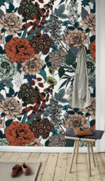 Classic Roses Removable Wallpaper, Traditional, Watercolor, Wall Mural, Garden Decal, Self Adhesive #141 - thumbnail 1