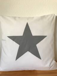 Country Style Cushion Cover, Decorative Pillow, Pillow With Star White/Gray 50x50cm - thumbnail 1