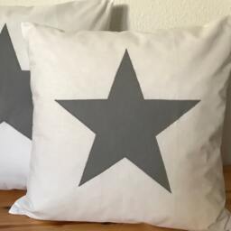 Country Style Cushion Cover, Decorative Pillow, Pillow With Star White/Gray 50x50cm - thumbnail 3