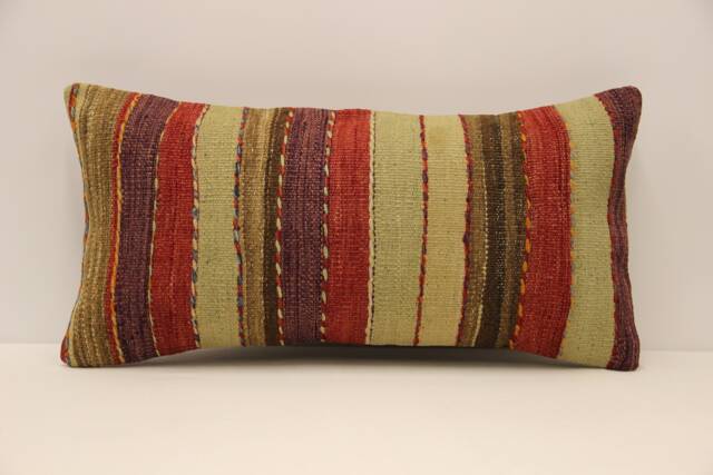 Designer Pillow, 12x24 Pillow Cover, Turkish Kilim Ethnic Decorative Throw, Boho Accent Cushion Cover 4Oaf-468 - image 1