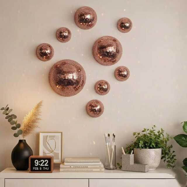 Mirror Tile Disco Ball Wall Decor, 70S Retro Party Vibe, Funky Home Decoration, Unique Gift - image 1