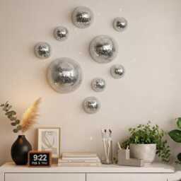 Mirror Tile Disco Ball Wall Decor, 70S Retro Party Vibe, Funky Home Decoration, Unique Gift - thumbnail 2