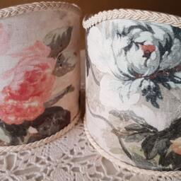 Pair Of Clip-On Shield Shades Rubelli Printed Fabric Spring Violetta Pattern Mini Lampshade - Made in Italy - thumbnail 3
